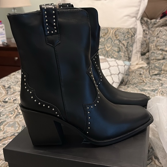 Windsor Shoes - Studded Black Ankle Boots